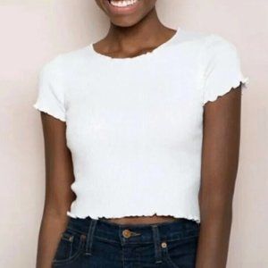 Brandy Melville Ribbed Lettuce Hem Top